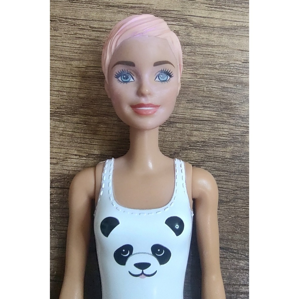 Mattel Barbie Color Reveal Doll Panda Swimsuit Molded Pink Hair Toy 2019 D108
